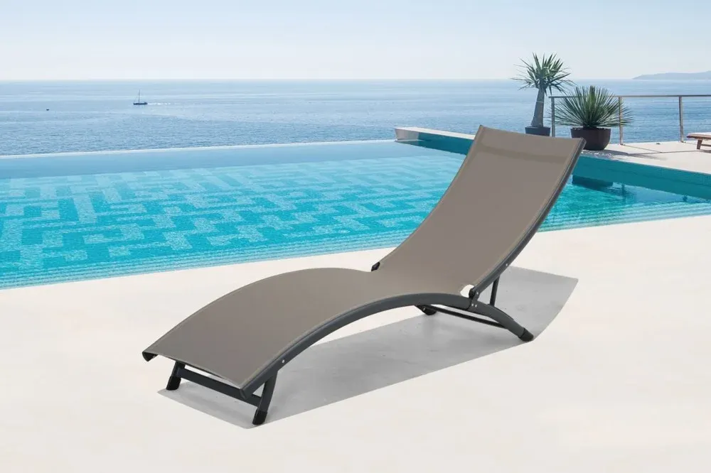Leżak ogrodowy basenowy STAR 186 cm składany taupe - FG005985