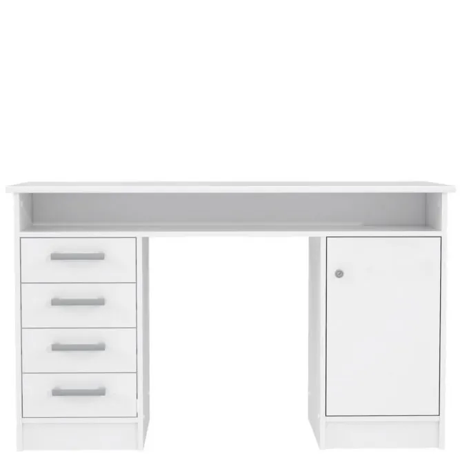 Biurko NET106 z szafką i 4 szufladami i pólką - biały - MT931-120