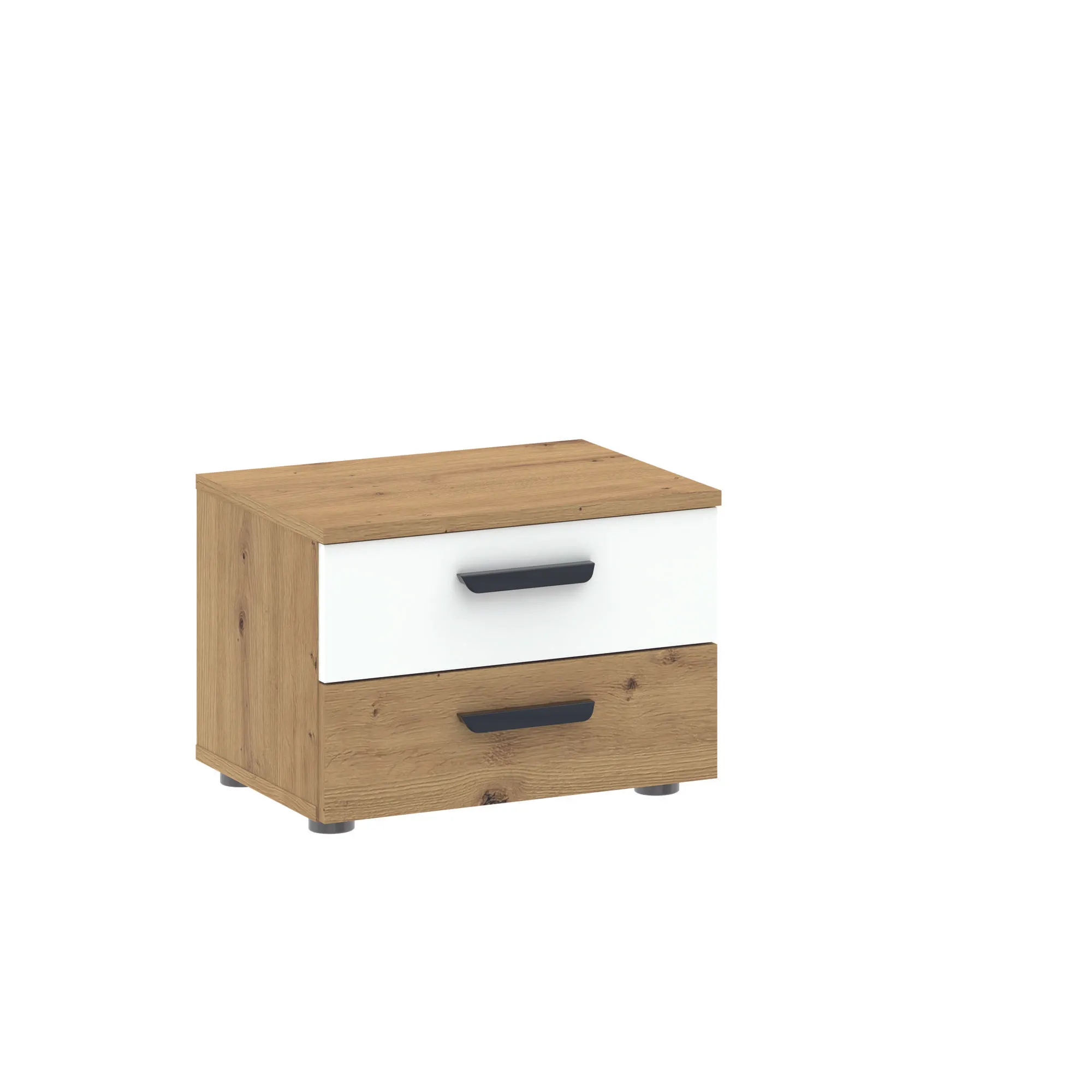 Szafka nocna z 2 szufladami BASIC TWO dąb artisan biały Szuflada, Meble, Skrzynka pocztowa, Gabinet