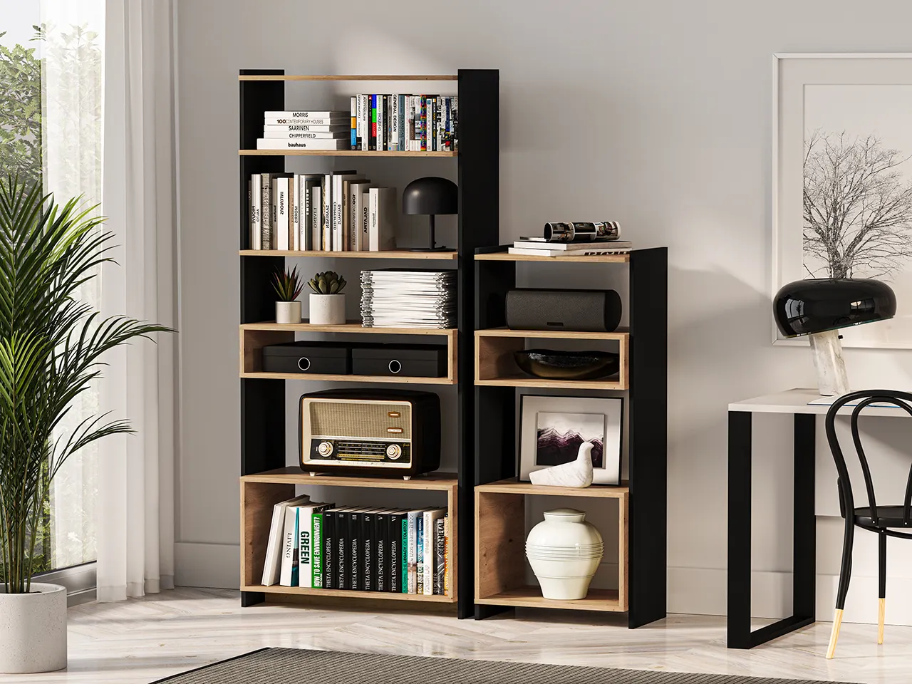 Regał niski TRIS 05 dąb artisan-czarny 55x122 - 1TRIS05-001