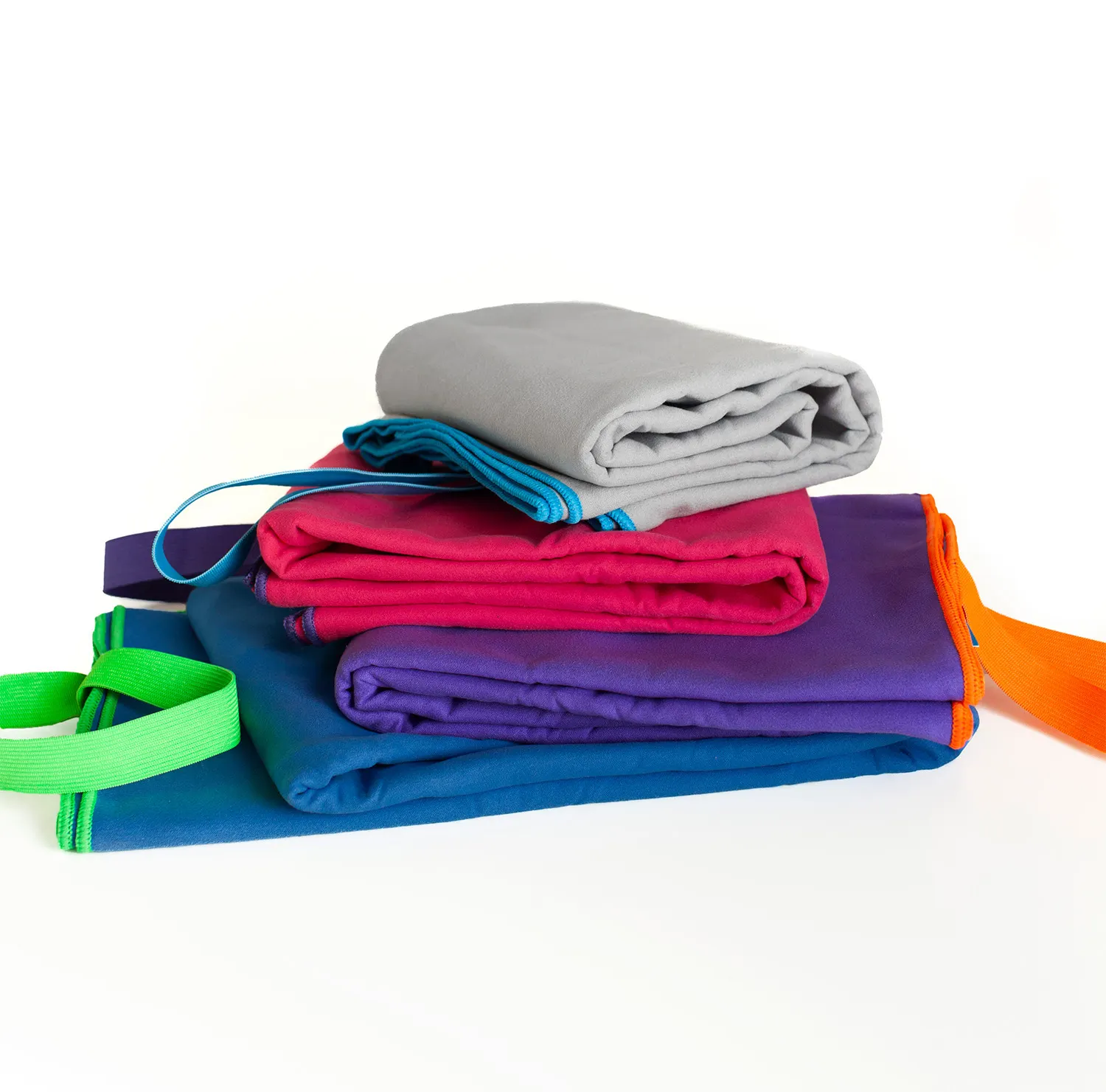 Ręcznik szybkoschnący FITNESS 80X130 z gumką niebieski obszycie zielone - FARO_28544