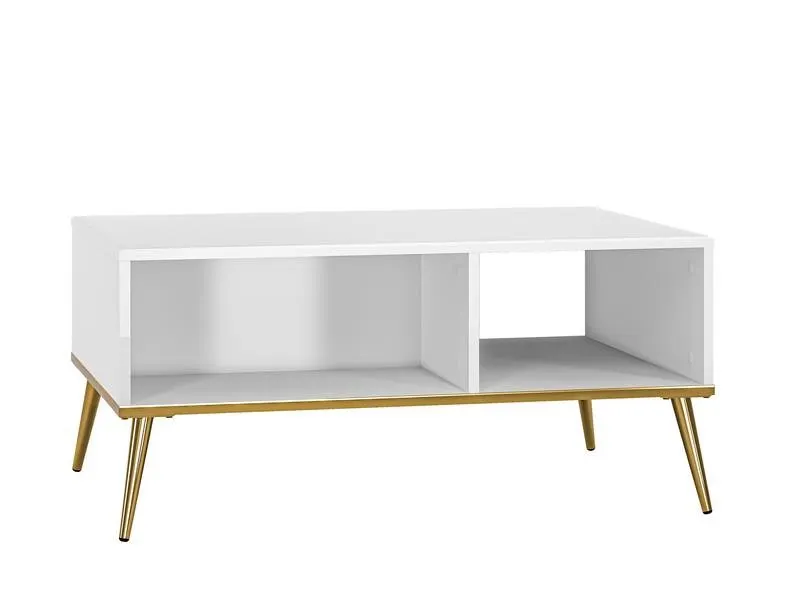 Stolik kawowy GOLDIN 08 z półką 60x90 cm biały złoty Stolik kawowy GOLDIN 08 z półką 60x90 cm biały złoty