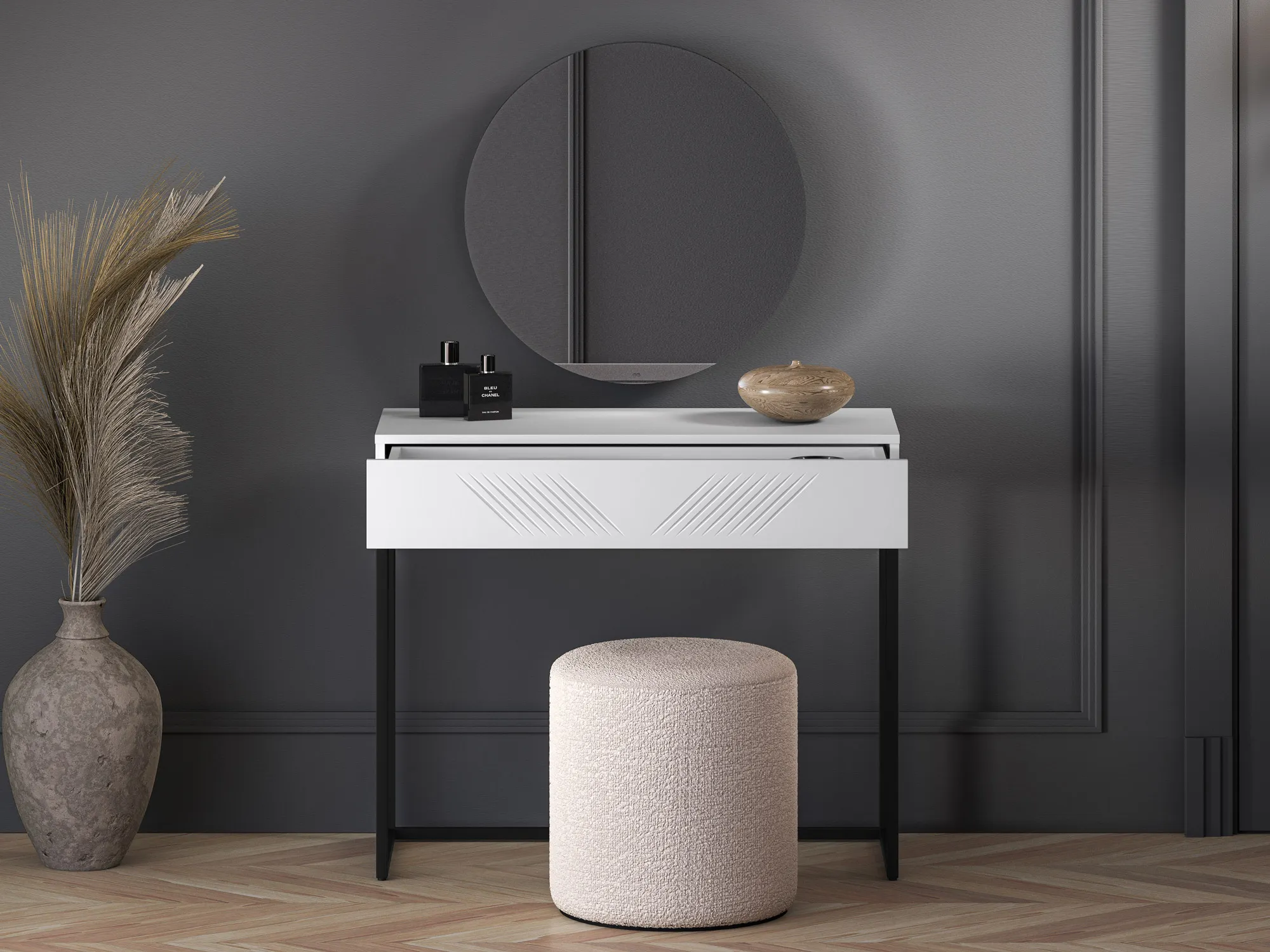 Toaletka z szufladą CLEARING 06 biały alpejski, podstawa-czarny - 1CLEA06-001-01