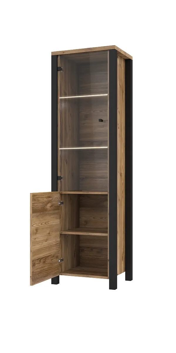 Witryna szklana OLIN 2-drzwiowa 191x56 czarna appenzeller fichte - 24ABJC05