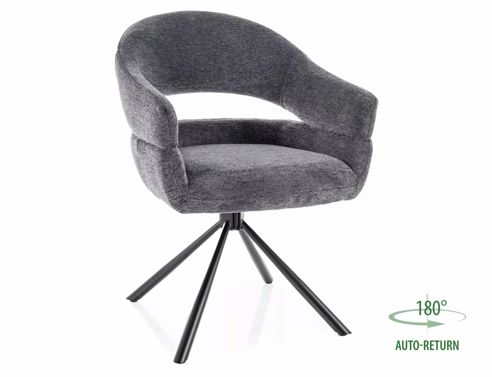 Krzesło obrotowe z podłokietnikami BORGO Raven 18 ciemnoszare czarne nogi