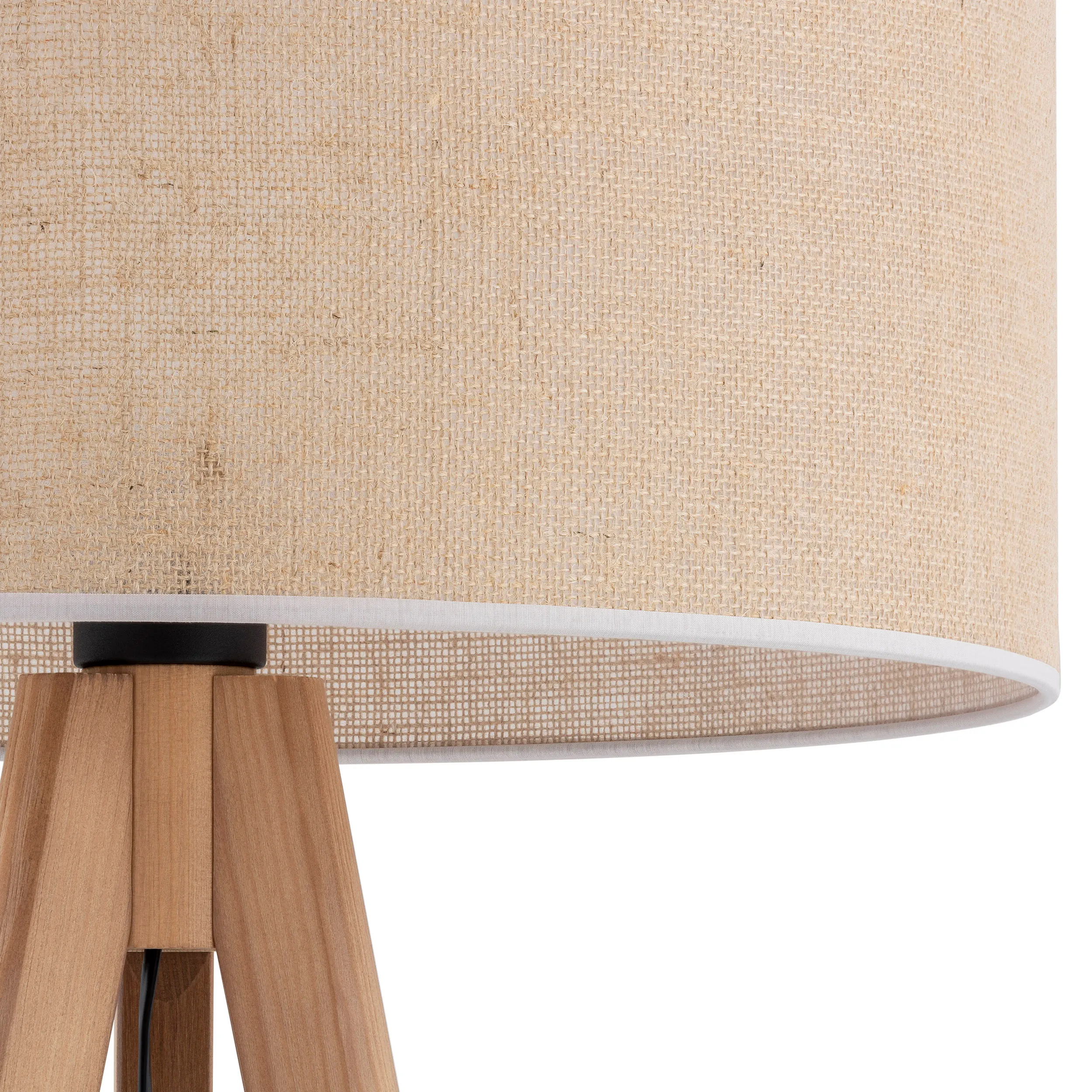 Lampa podłogowa GRAND sosnowe jasne nogi brązowy abażur z tkaniny 145x50cm - TK_16020