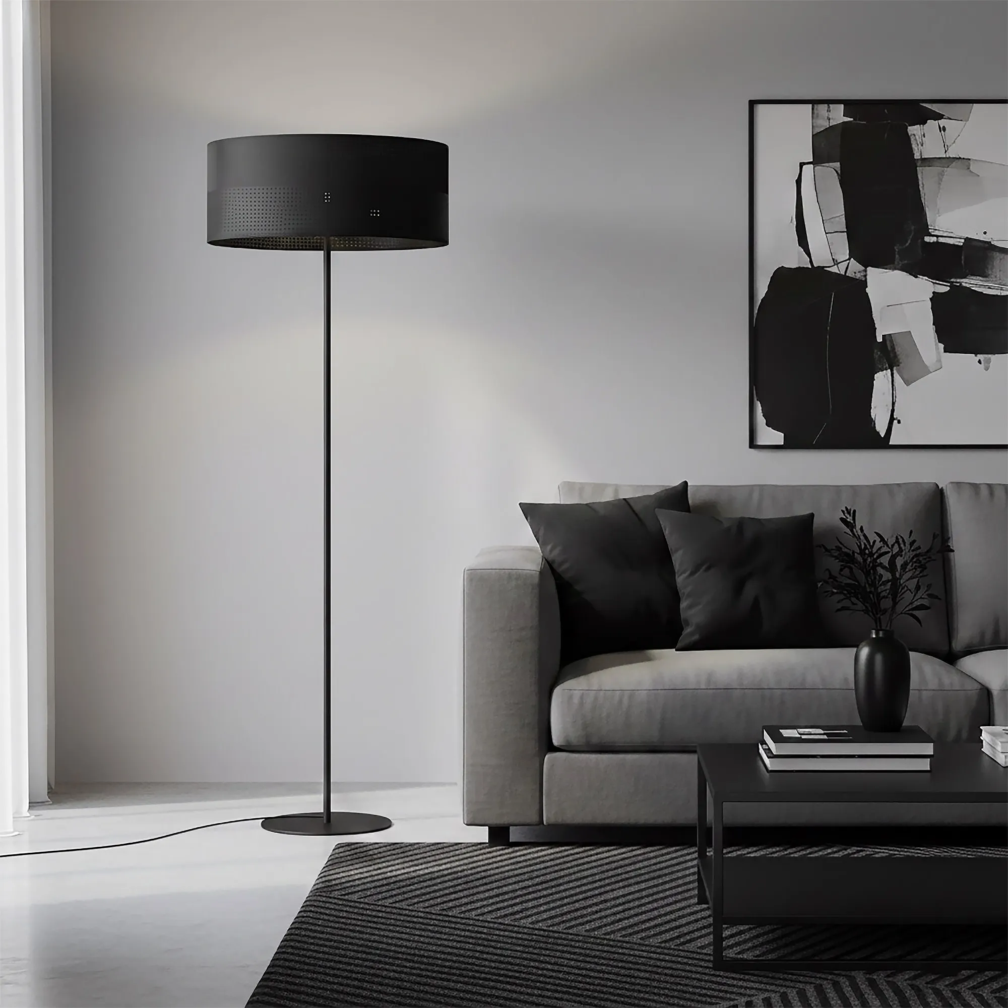 Lampa podłogowa KARBON LP1 BLACK z abażurem czarna - 1651/LP1