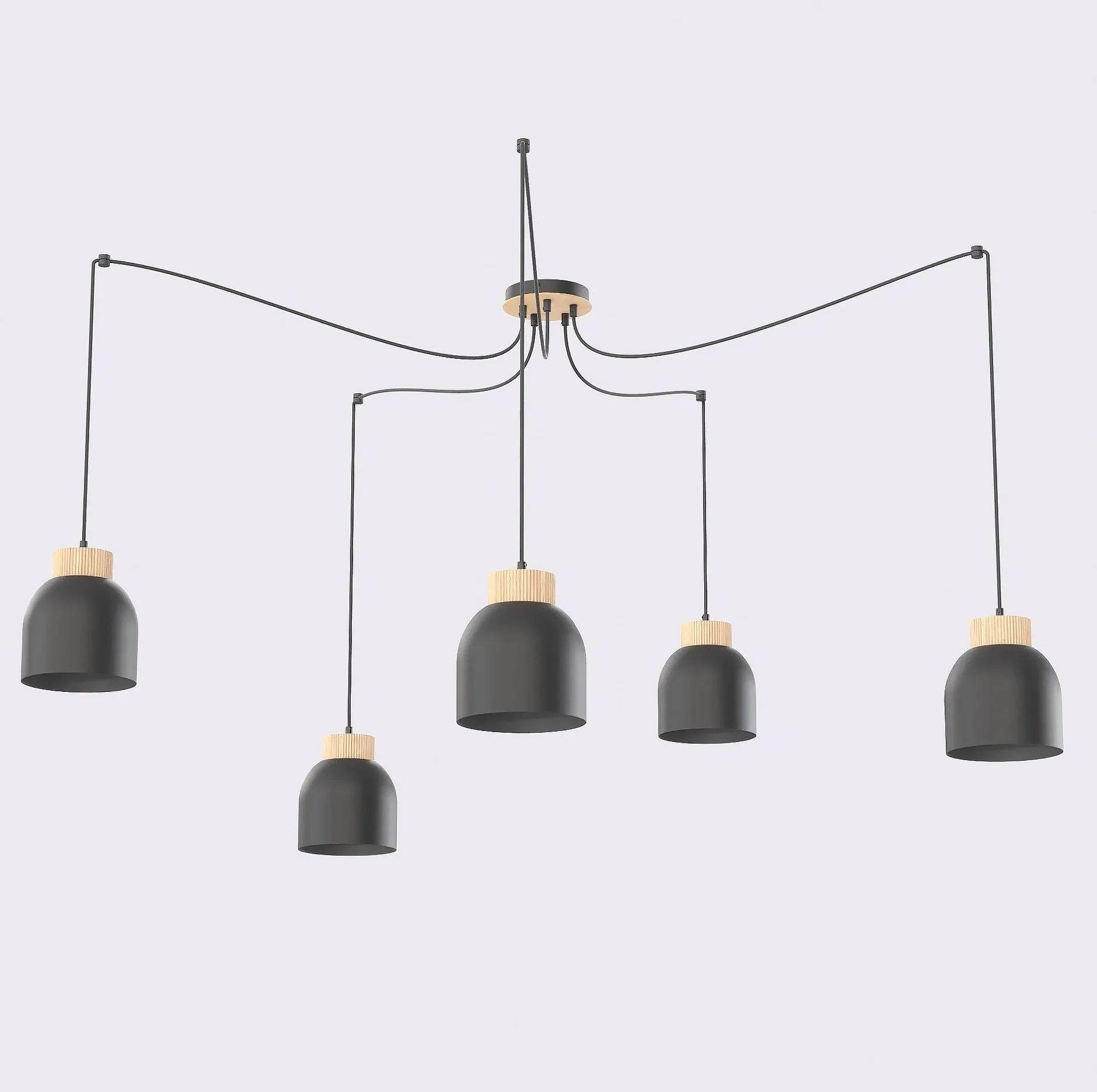 lampa wisząca, pendant lamp, czarna lampka, metalowy żyrandol, drewniane elementy