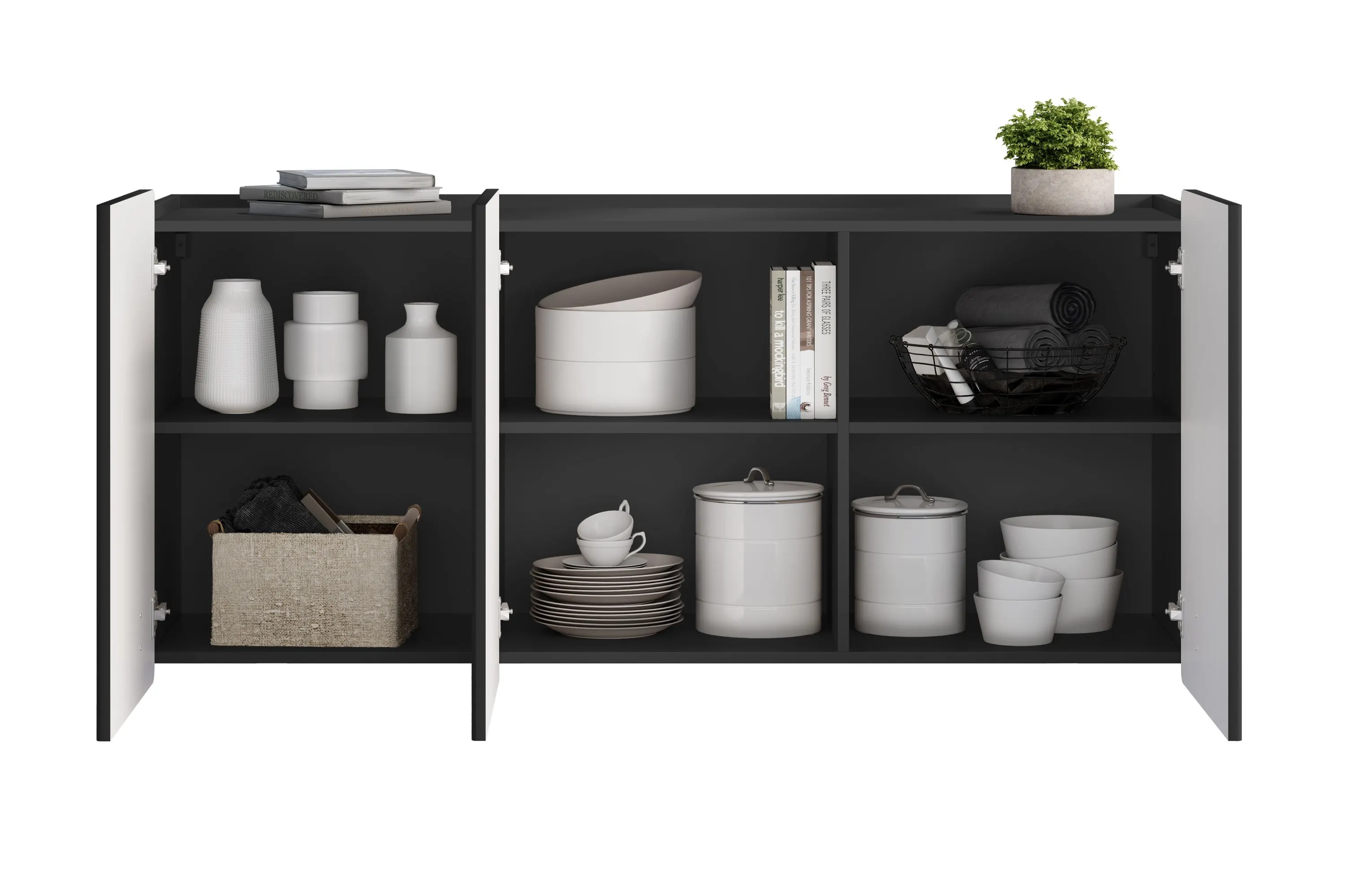 Komoda wisząca 3-drzwiowa MALMI 150cm - czarna - B_166975