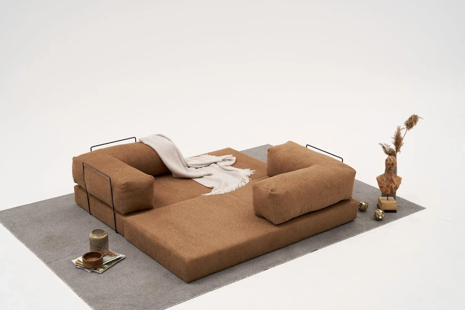 Sofa 3-osobowa rozkładana COMFORT brązowa — zdjęcie 8