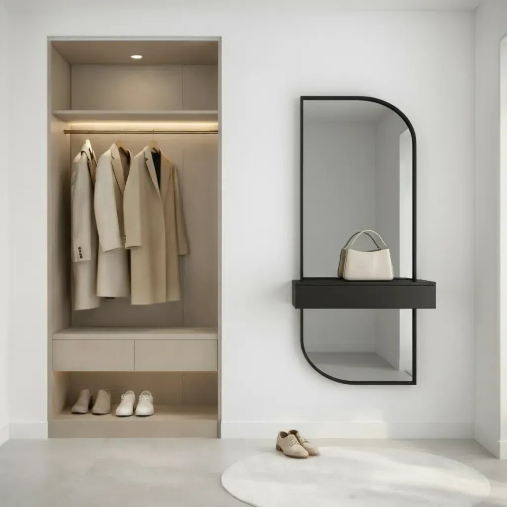 Lustro BOLD w czarnej ramie MDF z szafką na klucze 40X140-S12 — zdjęcie 3