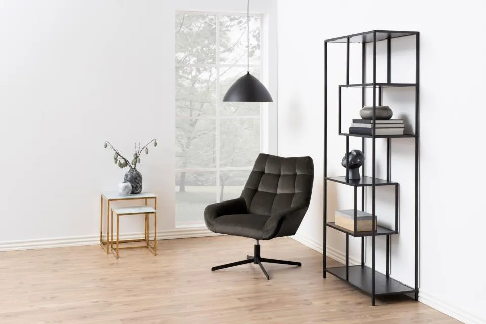 Fotel obrotowy pikowany LUCY Szaro- brązowy - 0000086656