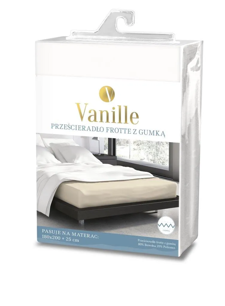 Prześcieradło frotte z gumką VANILLE 180X200+25 bawełna 80% biały - FARO_20539