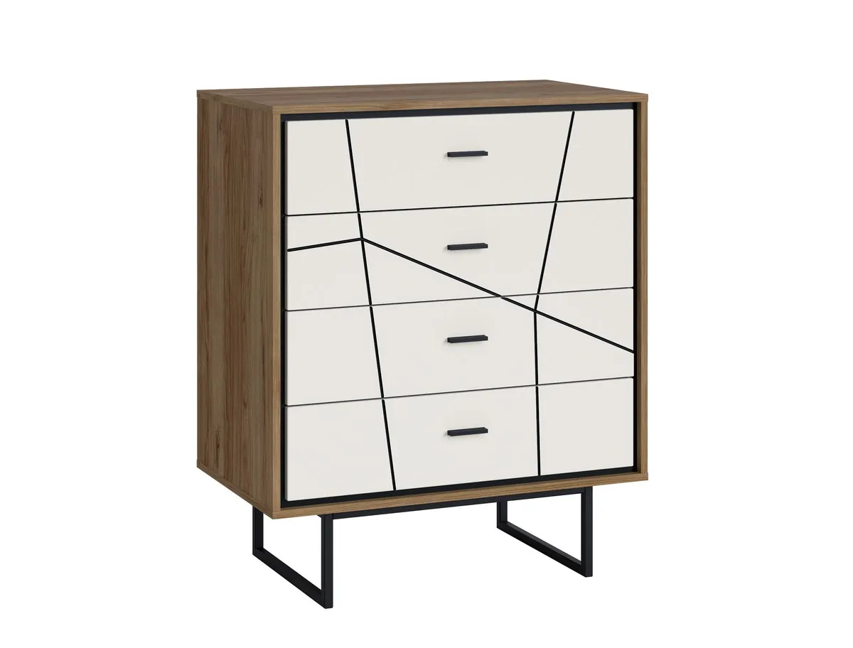 BROLO BROK07 KOMODA 4S DĄB CATANIA /CZARNA PERŁA/MDF BIAŁY HG BROLO BROK07 KOMODA 4S DĄB CATANIA /CZARNA PERŁA/MDF BIAŁY HG