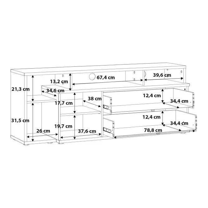 Szafka RTV CLIF z regałem - old wood vintage, beton - JCKT135L-C754