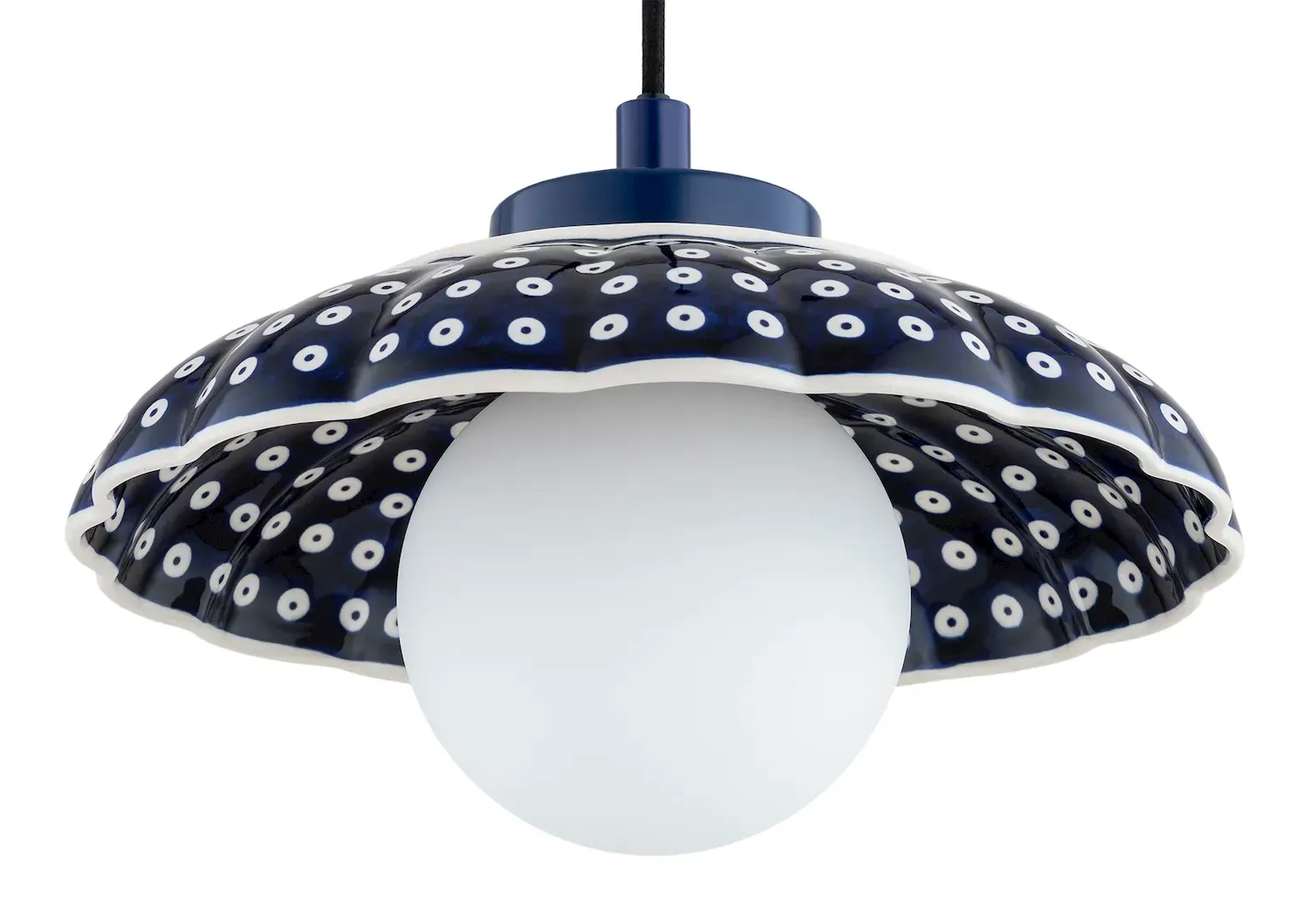 Lampa wisząca muszla BOLL ceramika bolesławiecka granatowy — zdjęcie 3