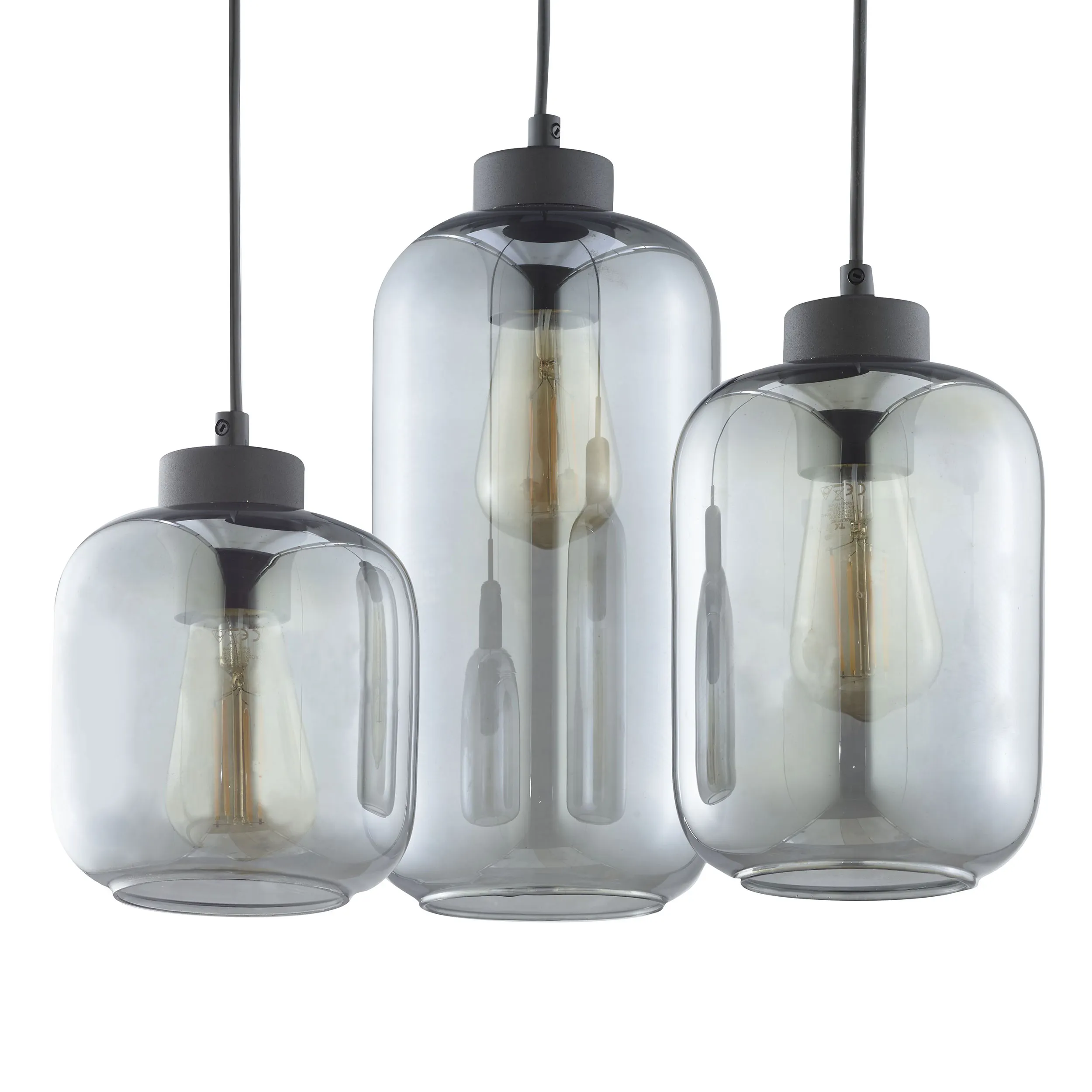 Lampa wisząca MARCO czarna z transparentnymi przyciemnianymi kloszami 100x37cm - TK_3185