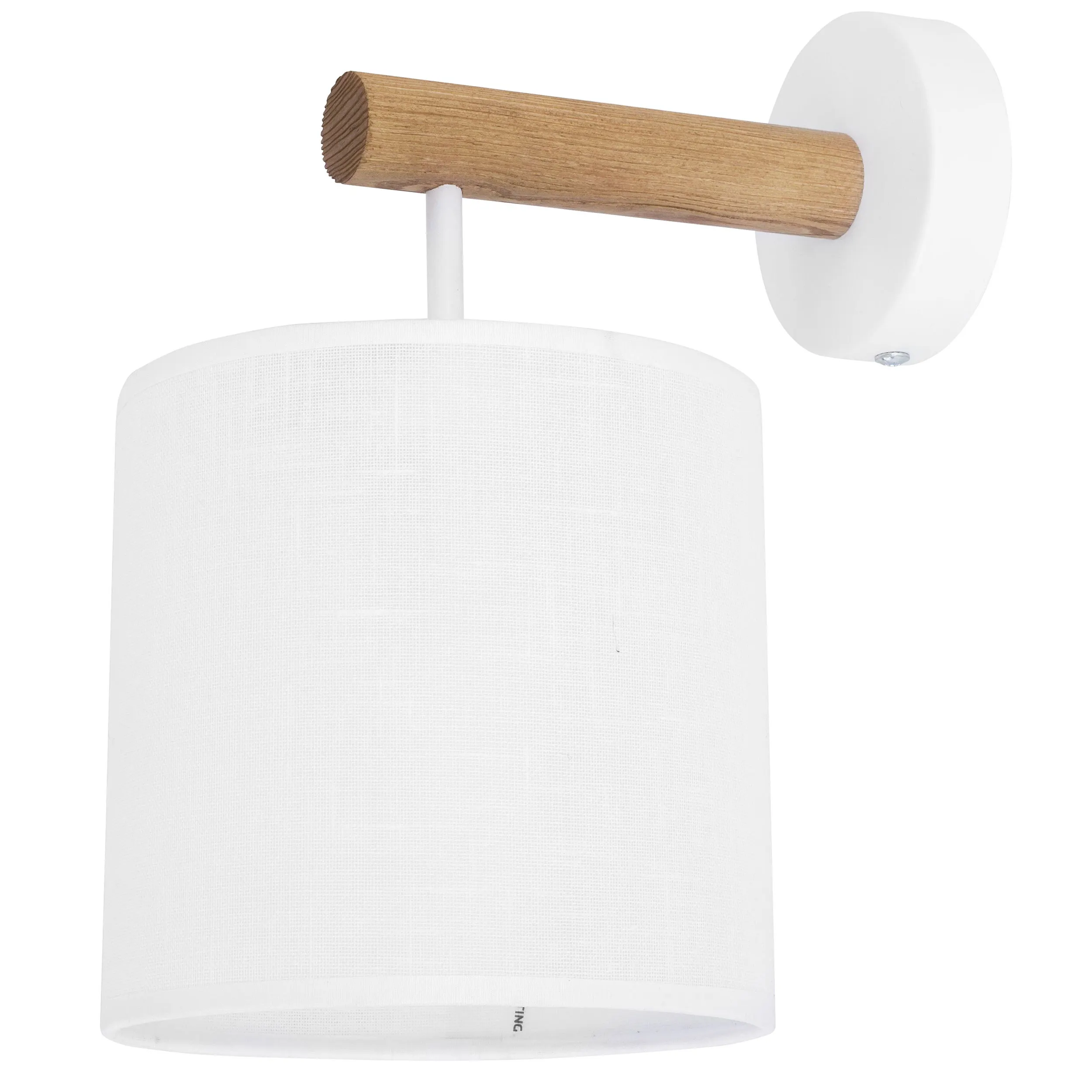 Kinkiet DEVA biały na drewnianym jasnym ramieniu klosz z tkaniny 302x25x20cm Kinkiet DEVA biały na drewnianym jasnym ramieniu klosz z tkaniny 302x25x20cm