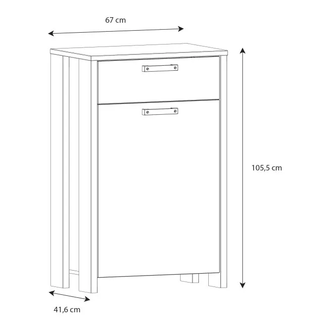 Szafka na buty CLIF z szufladą i szafką - old wood vintage, beton - CLFD213-C748
