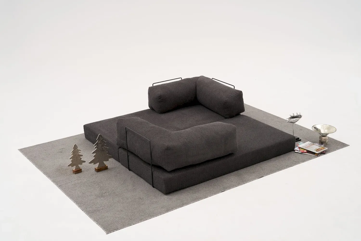 Sofa 3-osobowa rozkładana COMFORT-antracytowa — zdjęcie 7