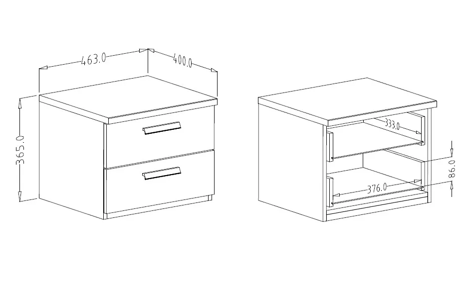 Szafka nocna SIGMA 22 dąb flagstaf czarna 46x40x37cm - 24FWLI22