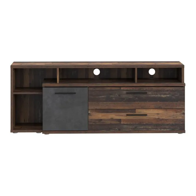Szafka RTV CLIF z regałem - old wood vintage, beton