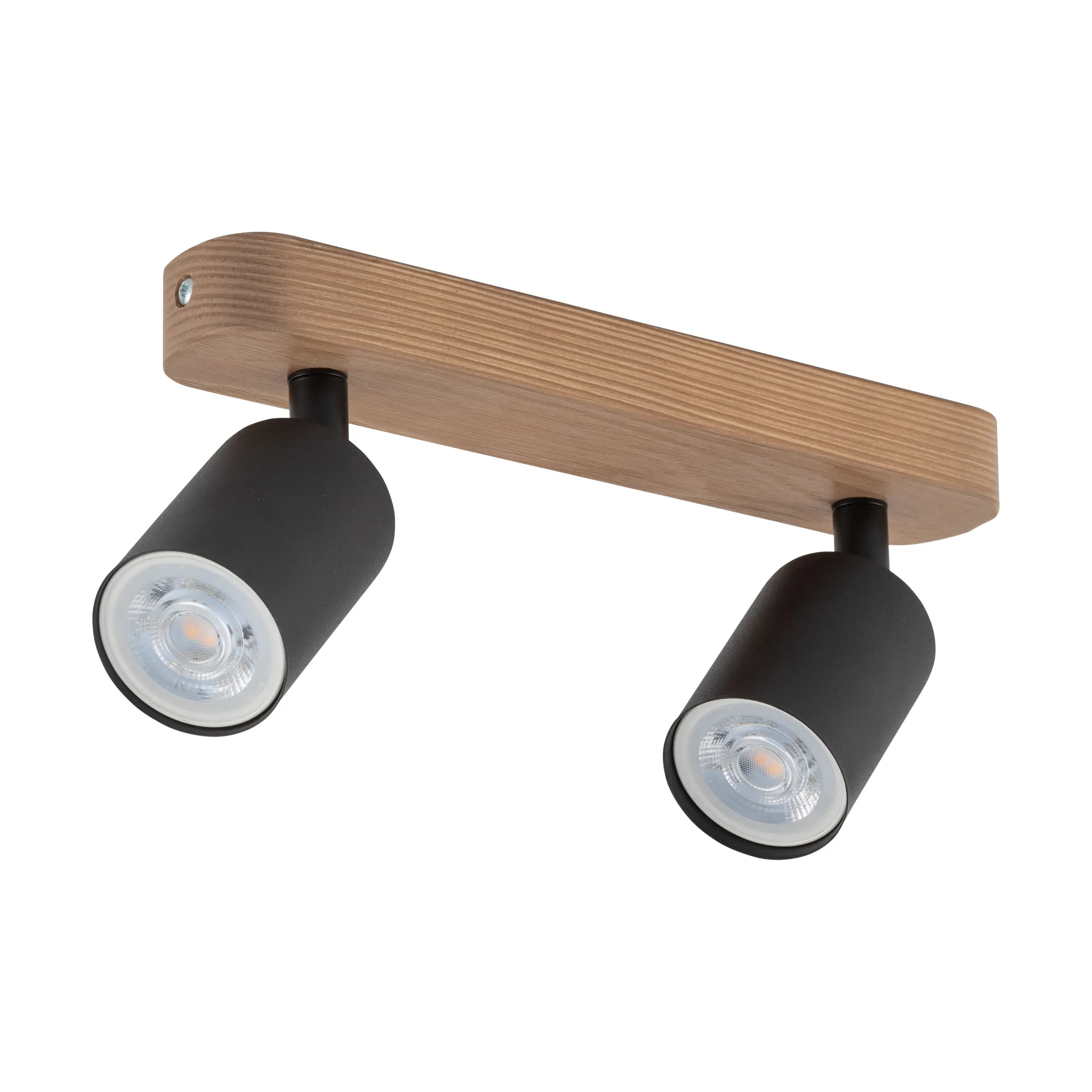 Lampa sufitowa TOP czarna na ciemnej drewnianej listwie regulowana 35x18x14cm