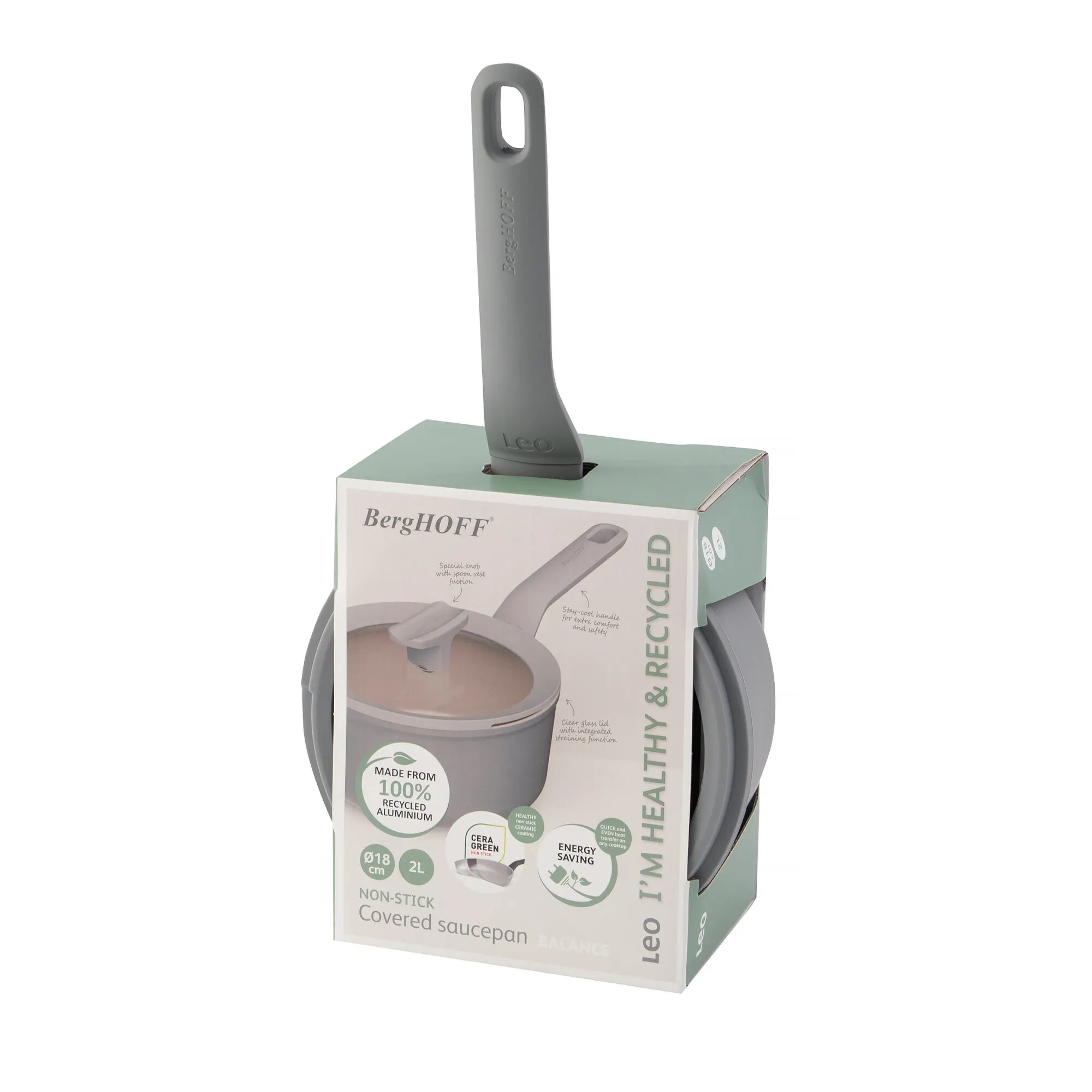 Rondel LEO z pokrywą BALANCE ECO 18 cm 2 L szary — zdjęcie 7