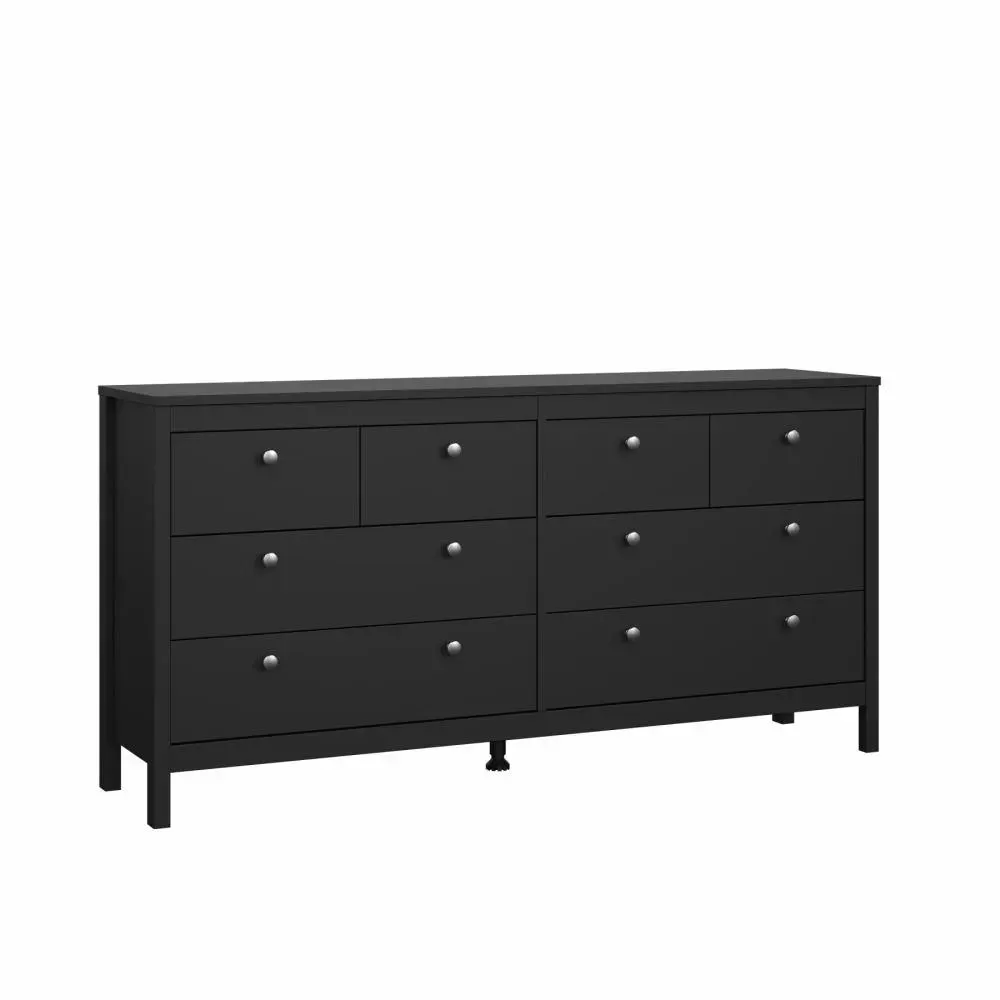 Podwójna komoda 4+4 szuflady MADRID 160 cm czarny mat