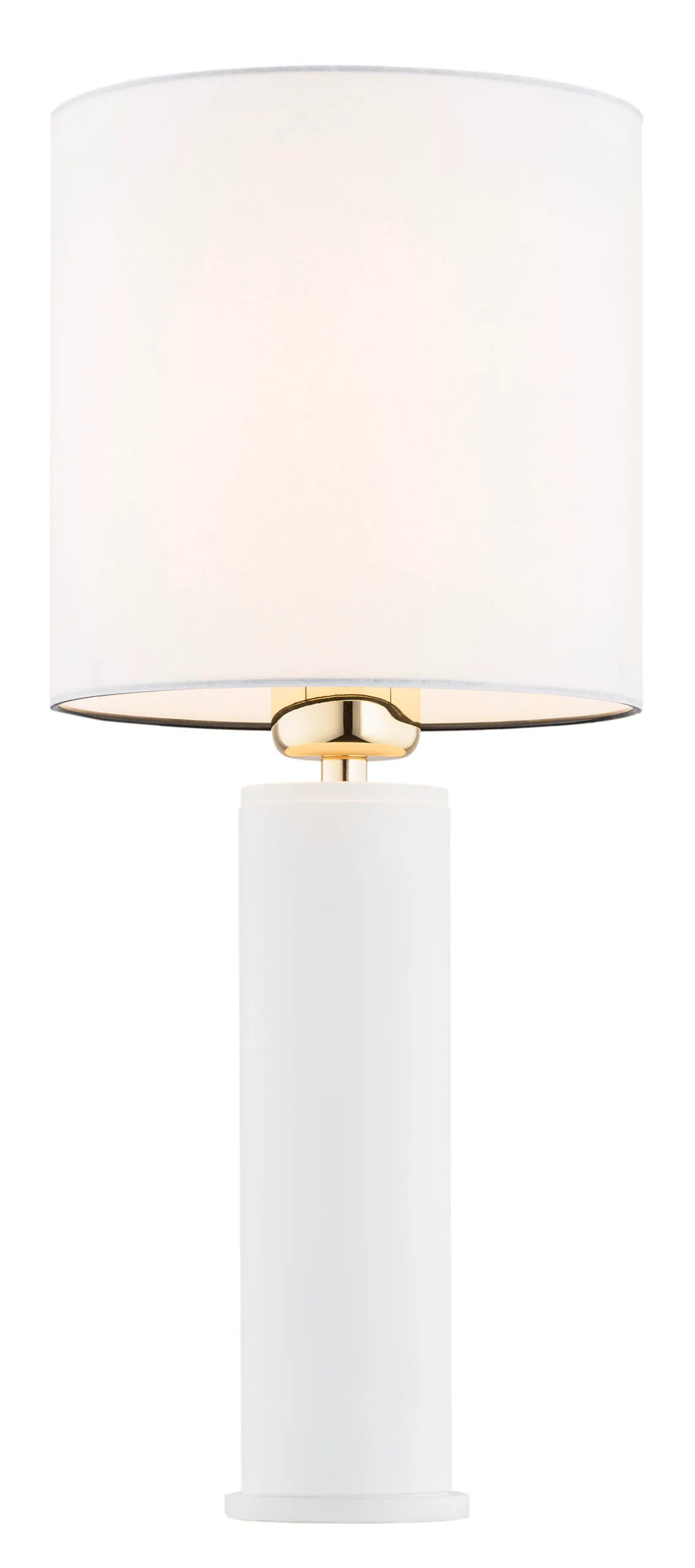Lampa stołowa ALMADA biała mosiądz walcowata 47x20cm