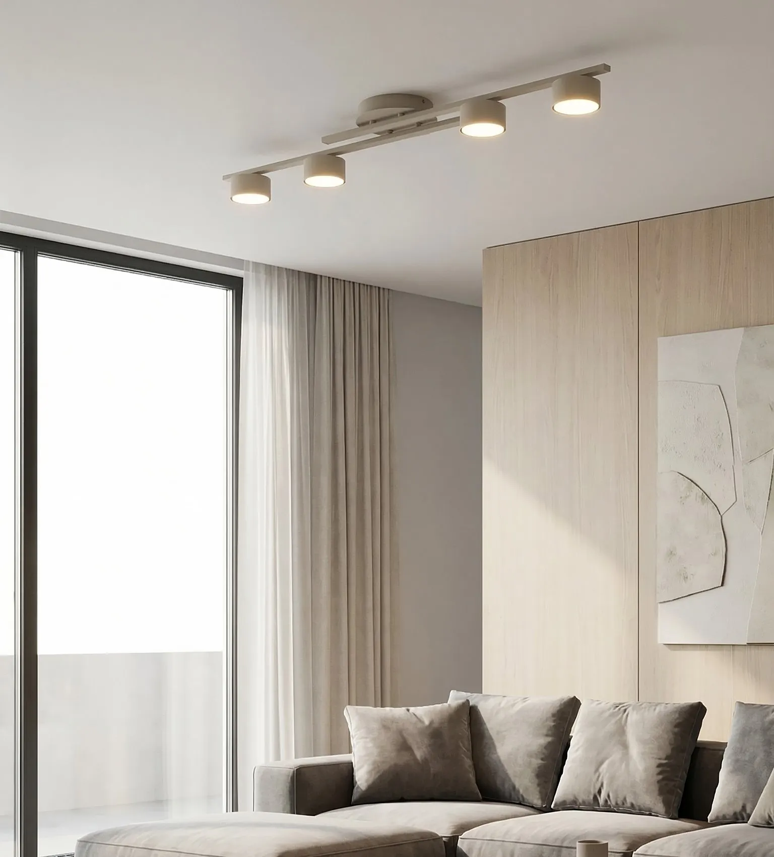 image sofa, zestaw sofowy, salon, zasłony, oprawy sufitowe