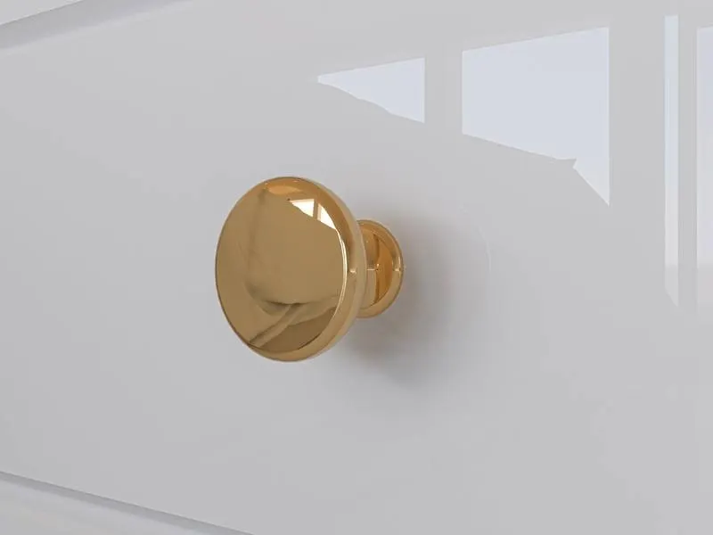 Szafka nocna z szufladą GOLDIN 07 biały połysk na złotych nogach - 1GOLD07-001