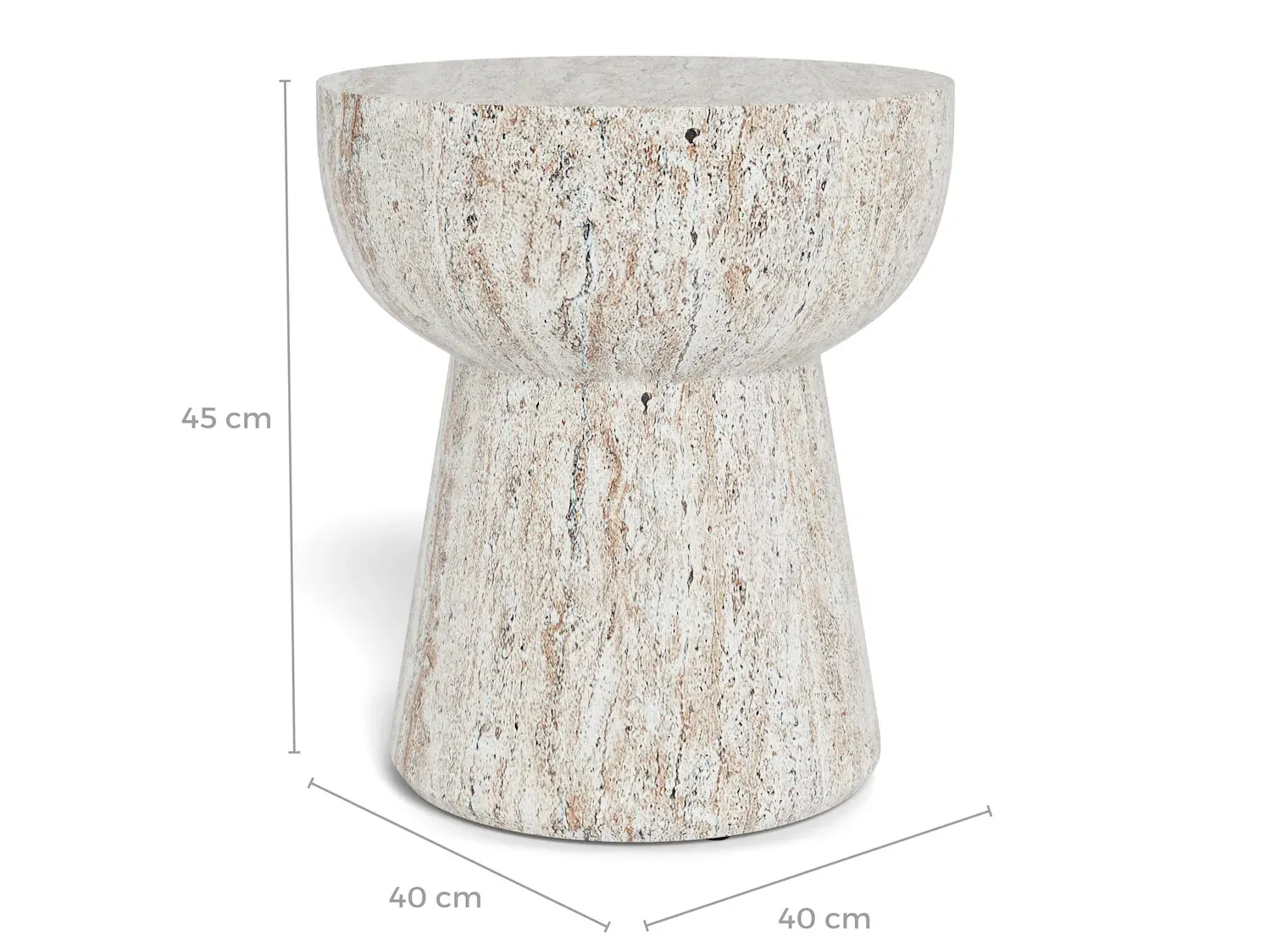 Stolik boczny CABRA 40 cm trawertyn - 0000115661