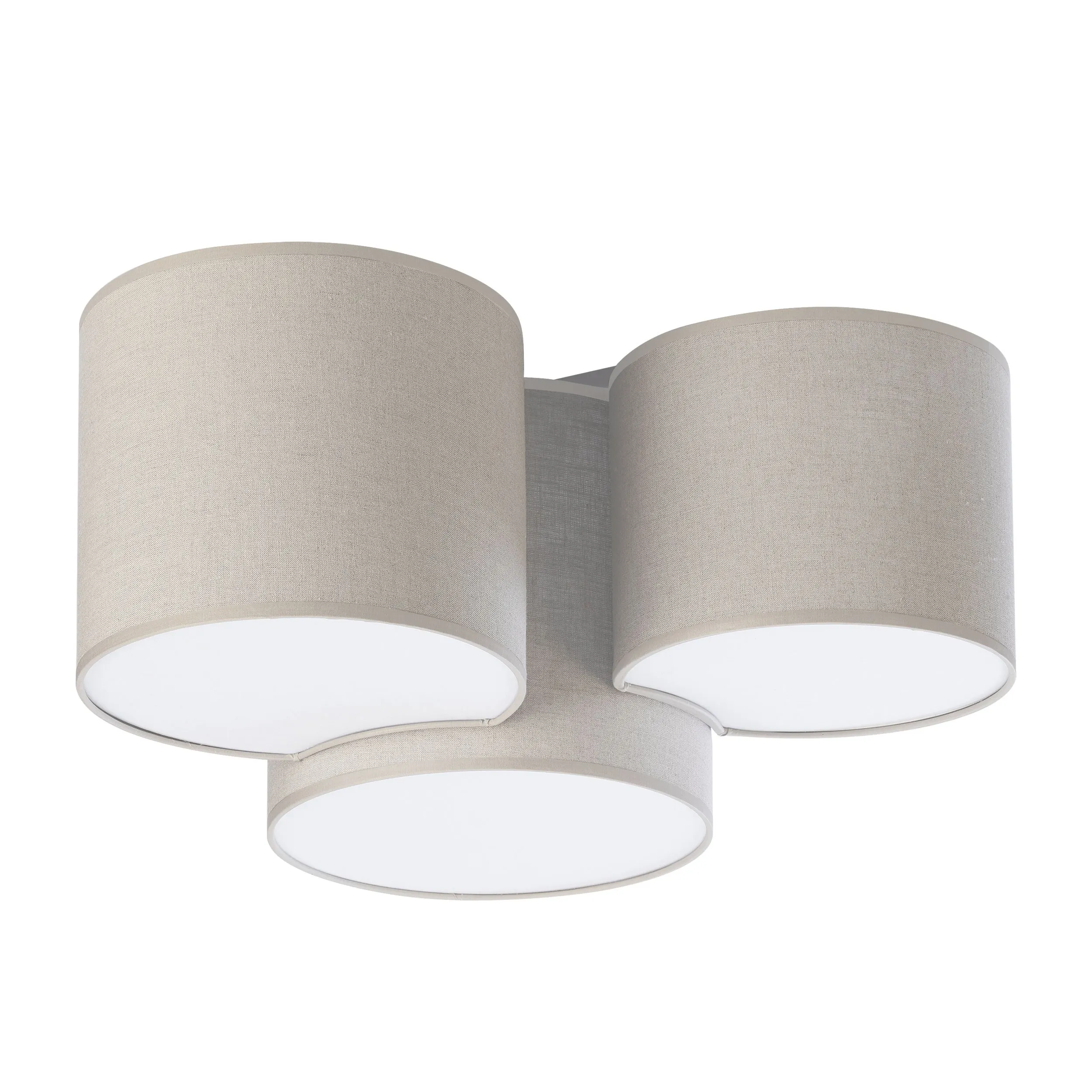 Lampa sufitowa MONA szara z tkaniny białe klosze 54x42x30cm