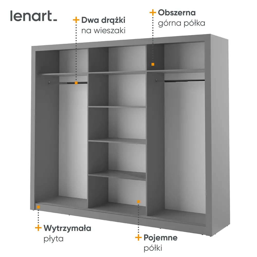 Szafa 3-drzwiowa ARTI AR-02 250cm szara - AR2S