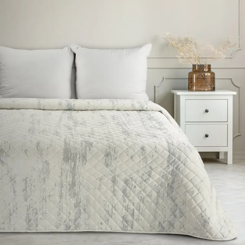 Narzuta z błyszczącym nadrukiem BLINK 3 170 X 210 CM Biały, Srebrny - EU_452236