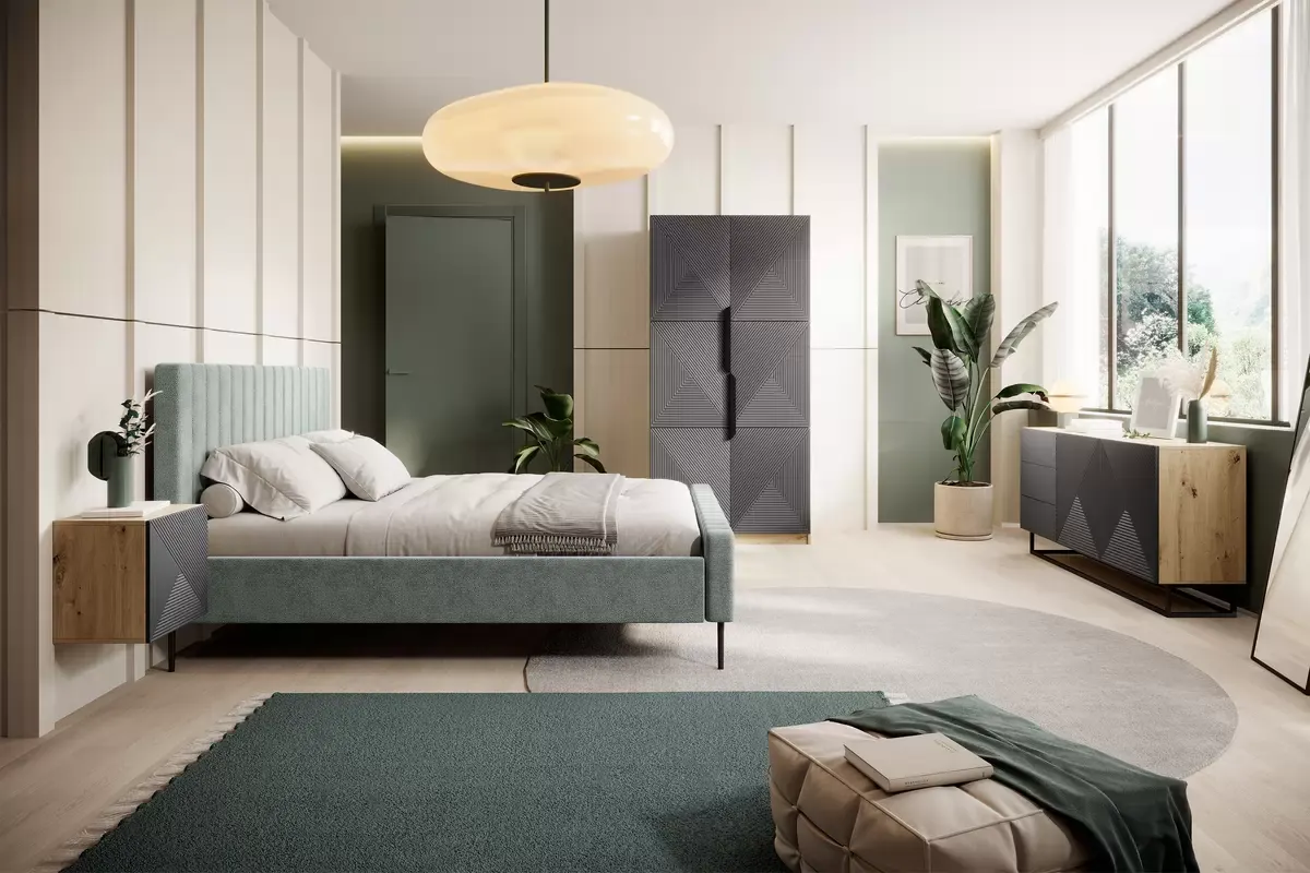 Szafka wisząca ASHA 40 1D - czarny mat - dąb artisan - ryflowany front - B_149644