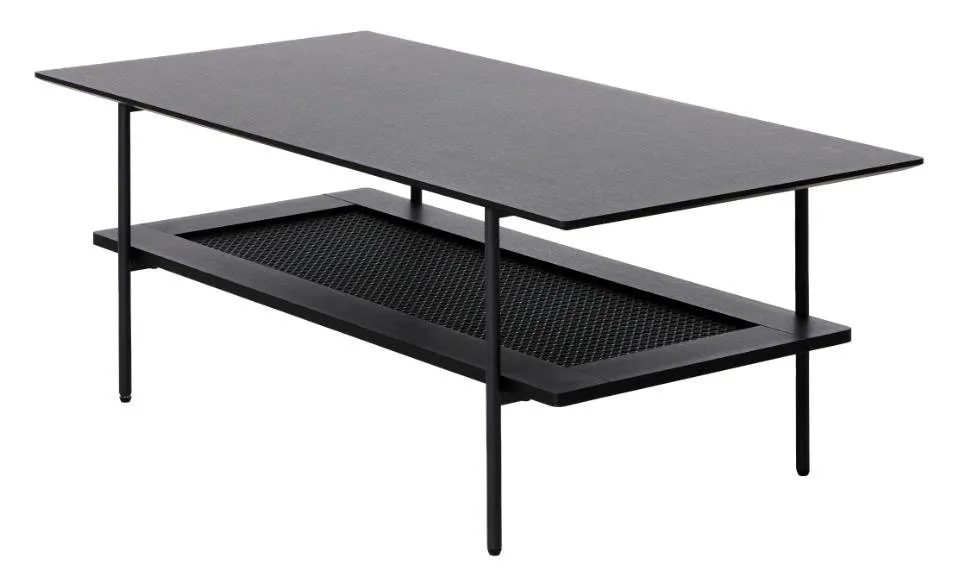 Ława z półką PENSACOLA 55x110 cm rattan/czarny - UN_54353013