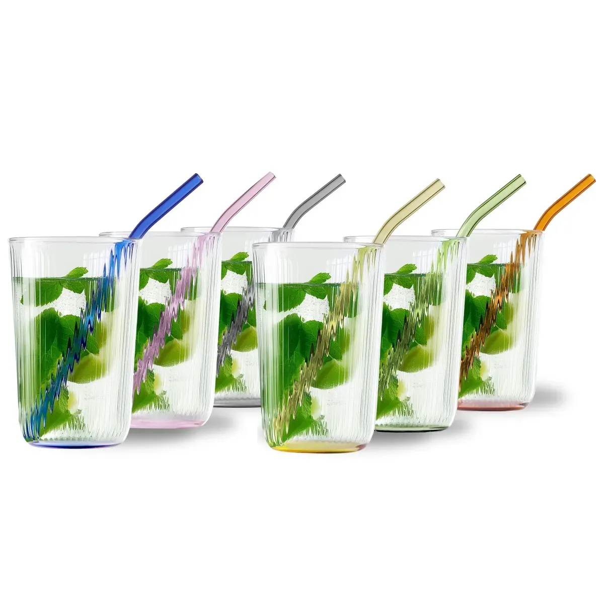 Zestaw 6 szklanek ze słomkami VIBRA 500 ml kolorowy - ND_32217