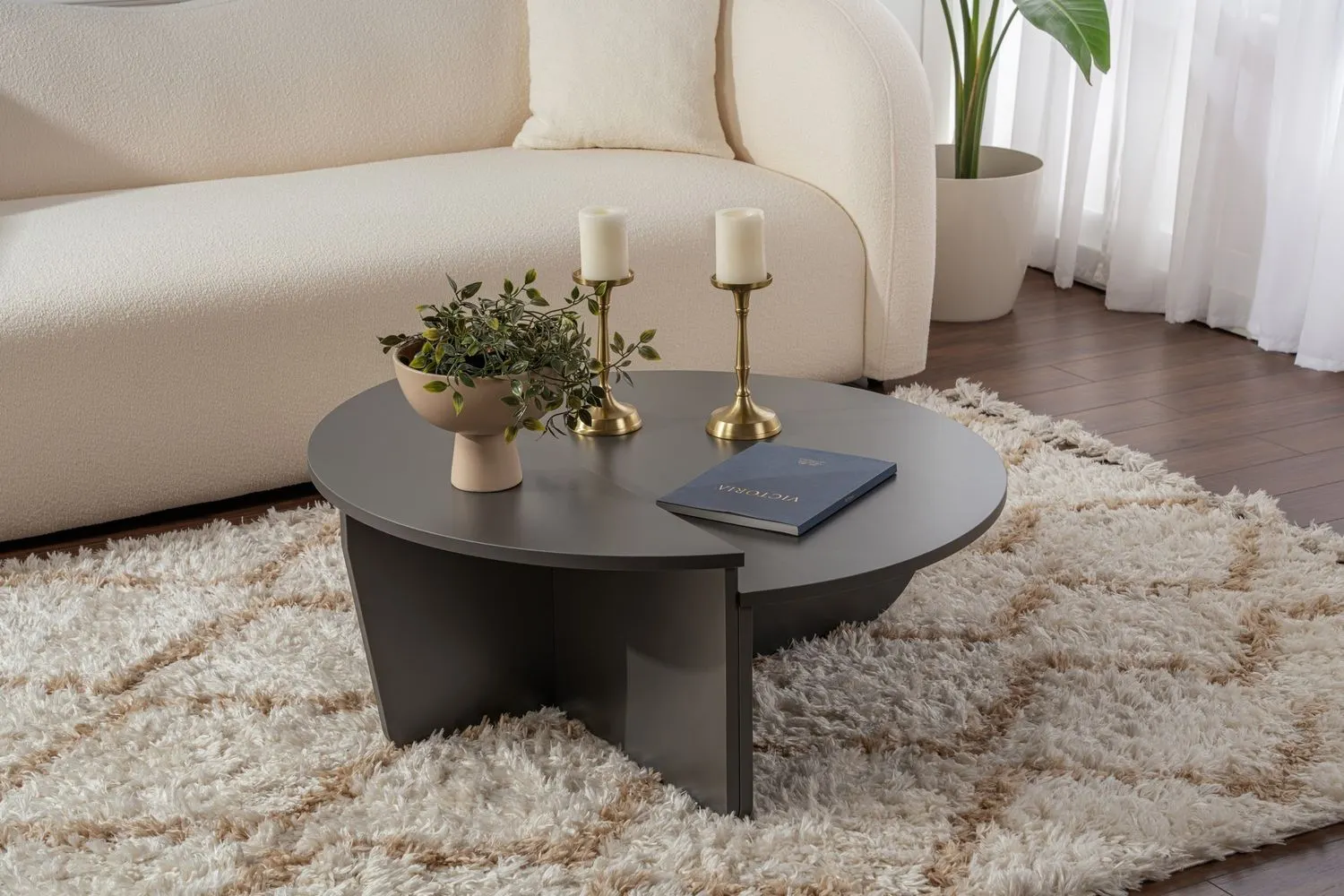 Stolik kawowy 2-elementowy ORION 90x90 cm antracytowy — zdjęcie 3