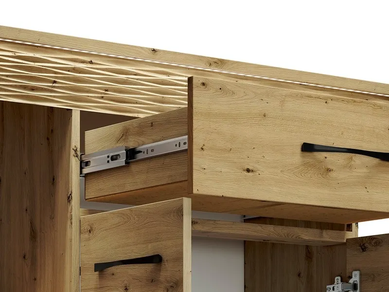 Komoda 4-drzwiowa z szufladą ARTIS 08 z oświetleniem, dąb artisan - 1ARTI08-001