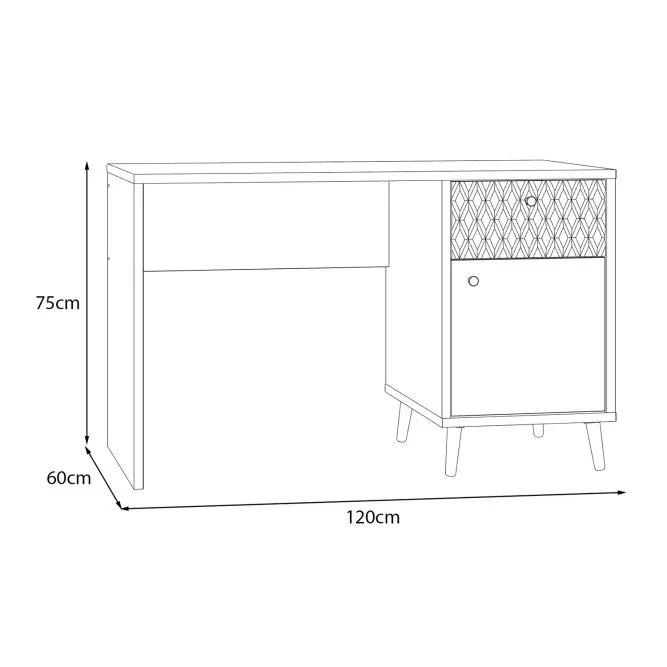 Biurko AKSANA z szafką i 1 szufladą - dąb mauvella, biały 60x120 cm - AKNB111R-M992