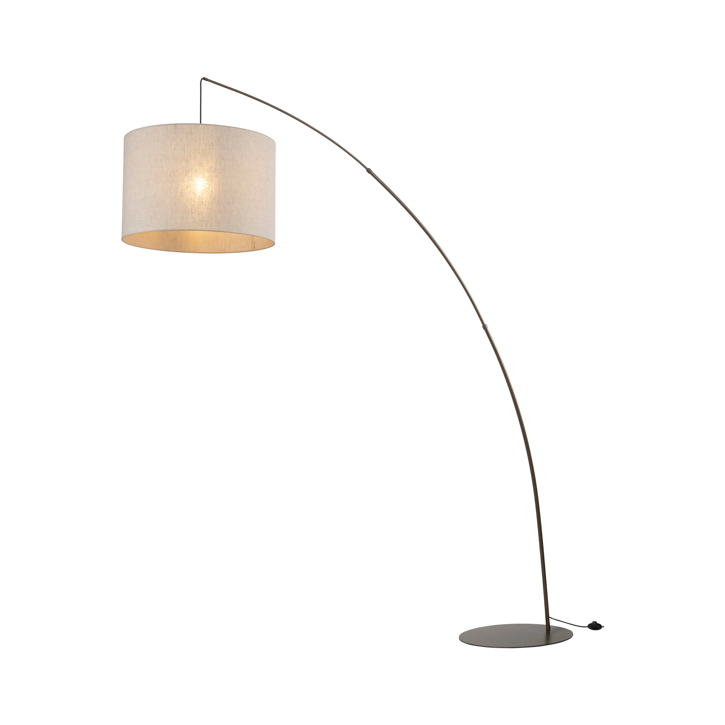 Lampa podłogowa MOBY brązowa z kloszem okrągłym z tkaniny 245x190x60cm - TK_6097
