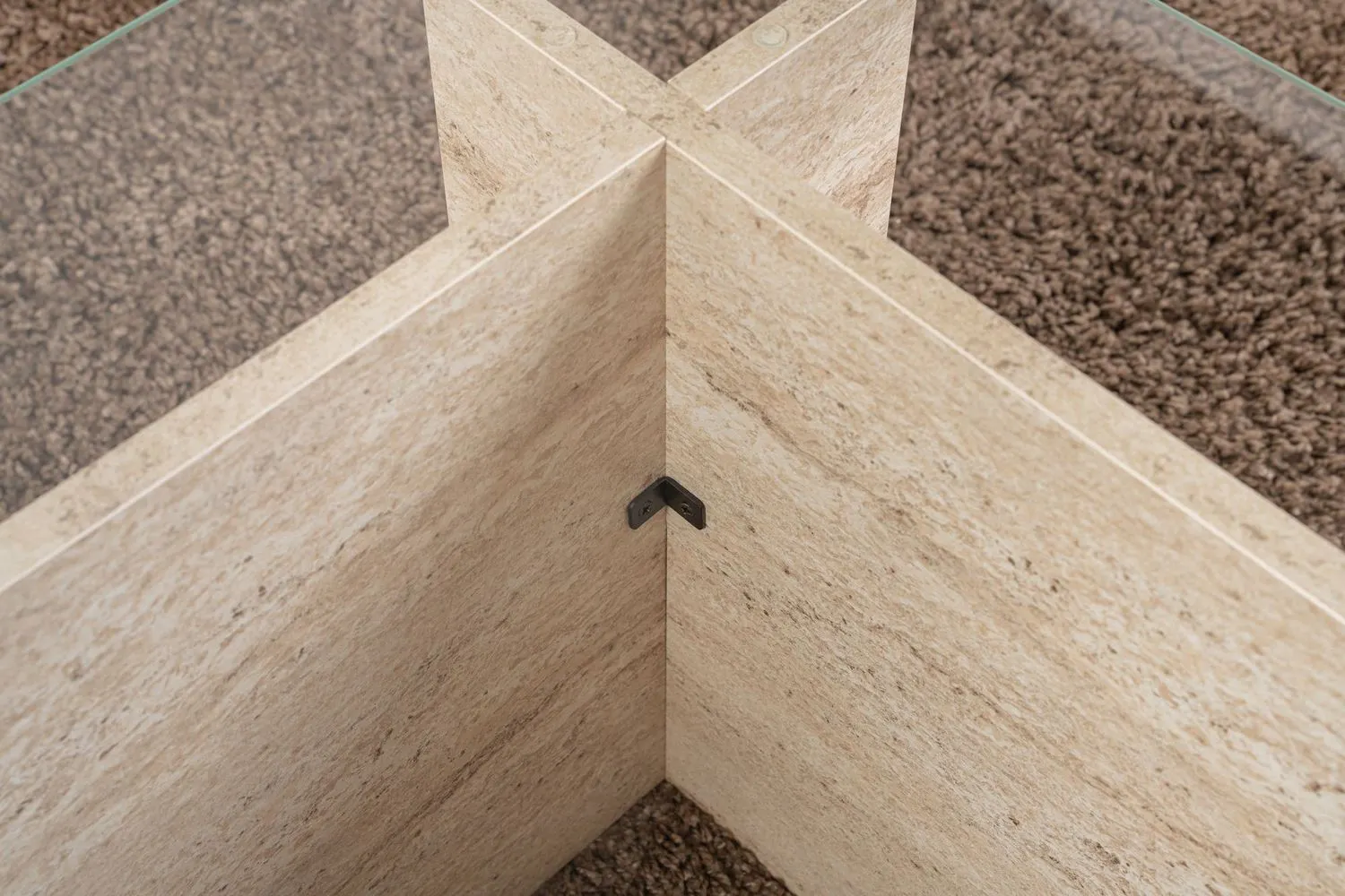 Stolik kawowy VETRINO 65x105 cm szkło hartowane trawertynowy beżowy - ASI_353NRD1102