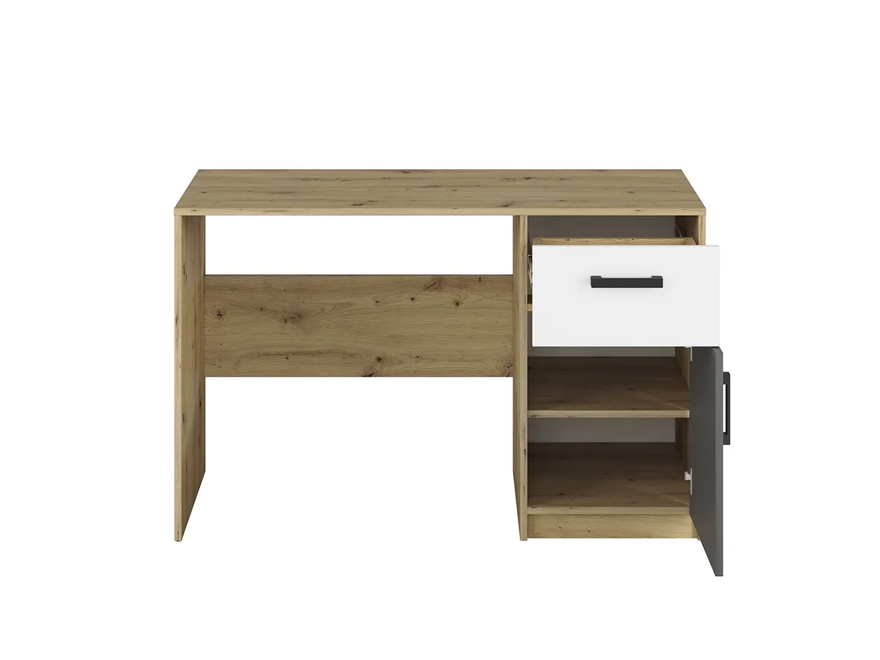 Biurko młodzieżowe FINI 08 biały, antracyt, dąb artisan - 1FINI08-001