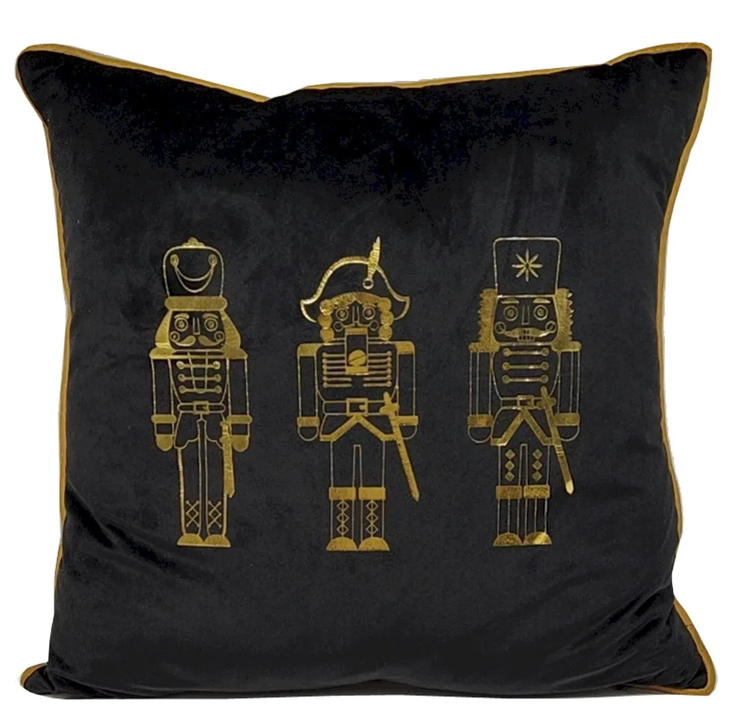 Poduszka świąteczna welurowa Z ŻOŁNIERZYKAMI 45x45 czarna