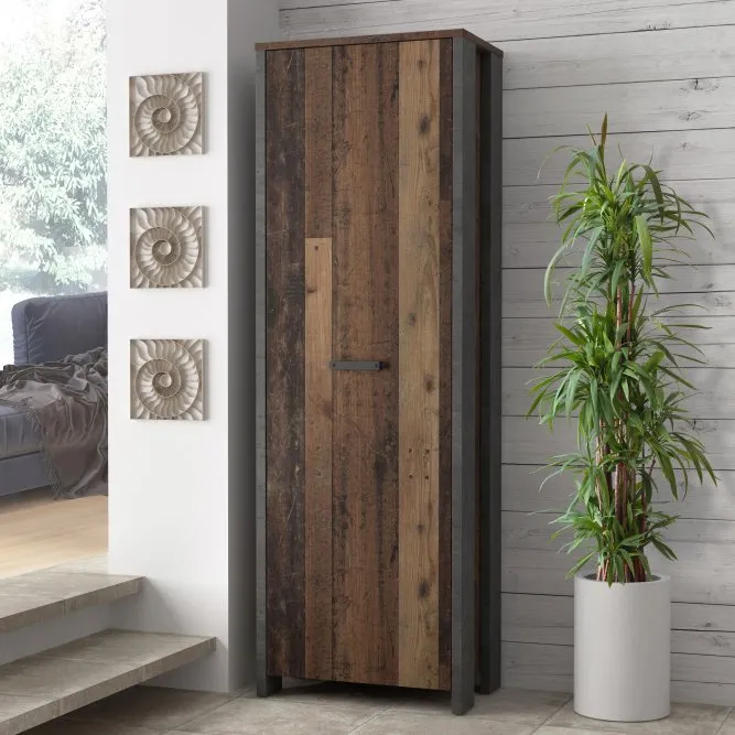 Szafa CLIF 1-drzwiowa 67 cm, old wood vintage, beton - CLFS711-C546