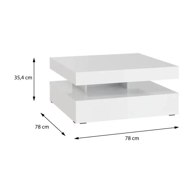Stolik kawowy obrotowy CFTT4181 COFFEE TABLES 78x78 cm Biały połysk - CFTT4181-Z38