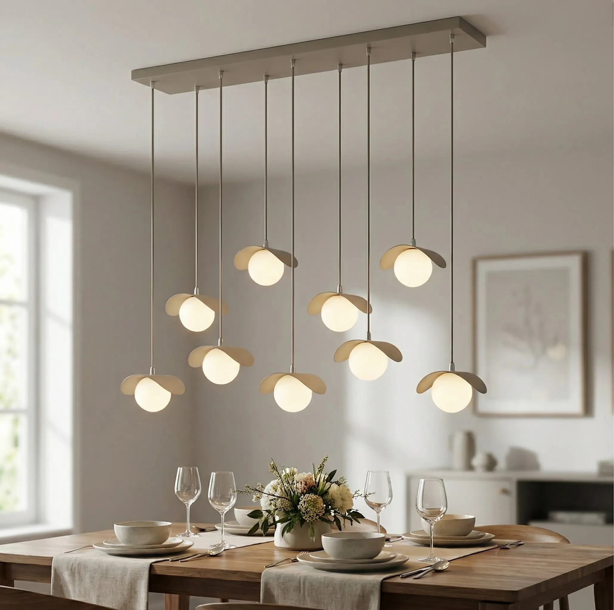 image lampa wisząca, lampa sufitowa, kule LED, pendenty, jadalnia