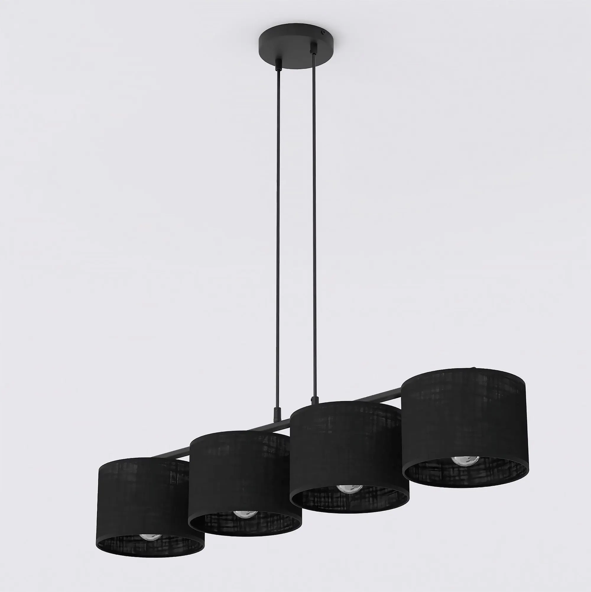 image lampa sufitowa, kinkiet wiszący, czarne abażury, 4-punktowa, nowoczesny design